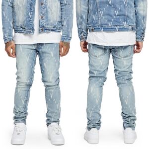 Valabasas Designer "V Love" Distressed Blue Relaxed Skinny Jean | Men's Size 40